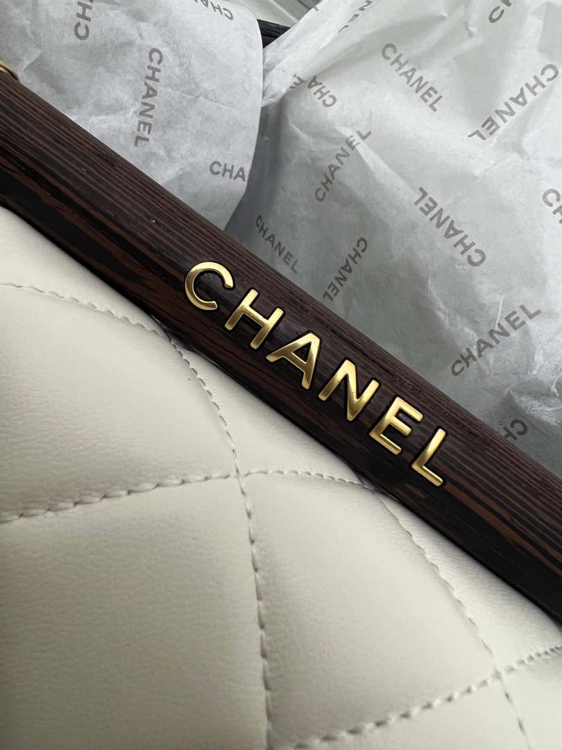 Chanel AS4151 Small Flap Bag With Top Handle Lambskin & Wenge Wood White - Default Title - View 6
