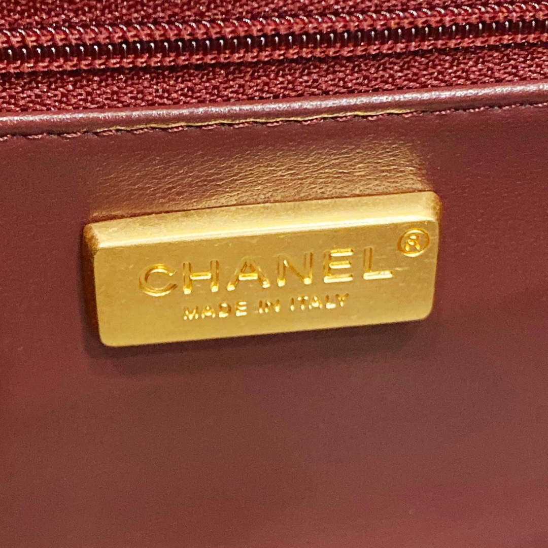 Chanel AS4151 Small Flap Bag With Top Handle Lambskin & Wenge Wood Wine Red - Default Title - View 9
