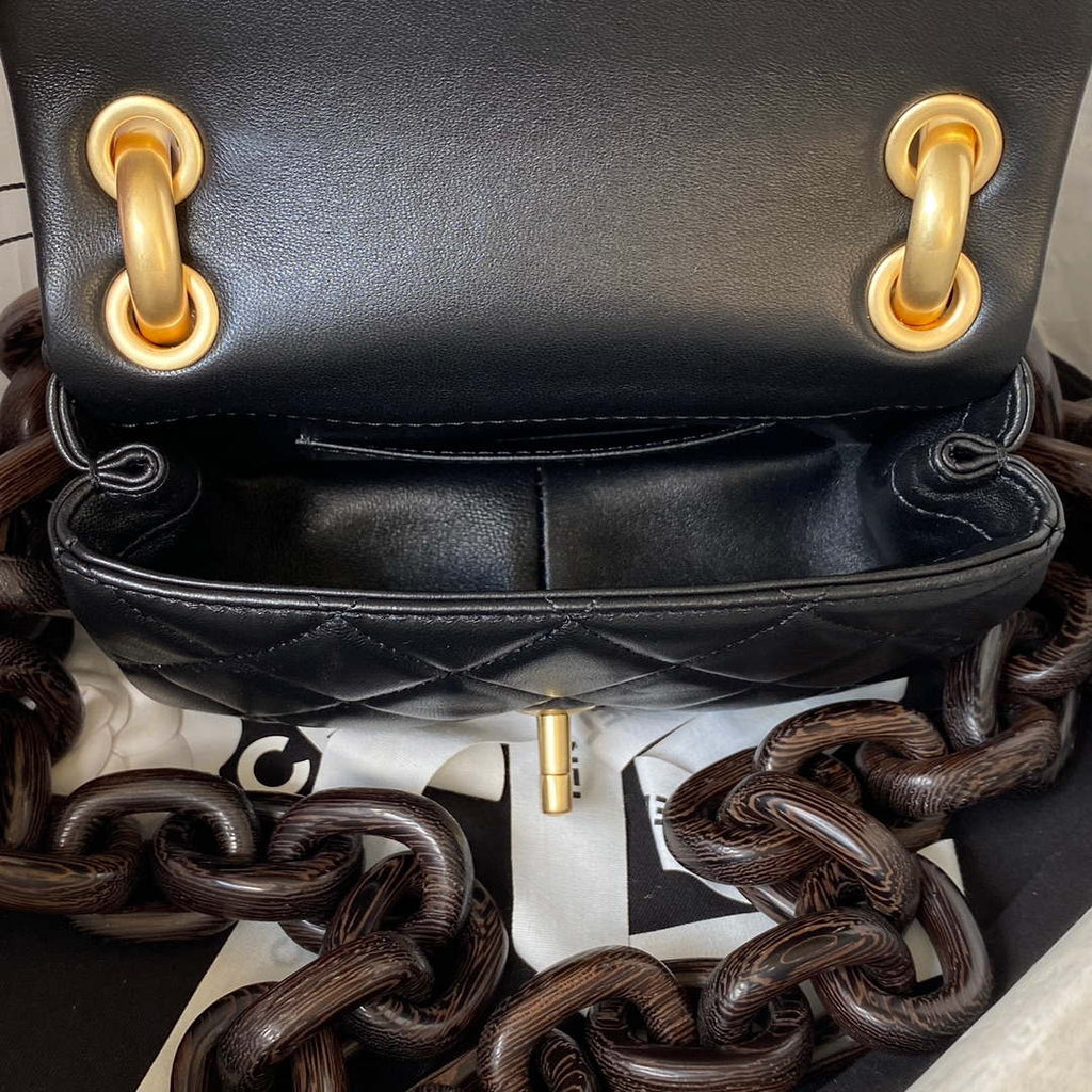 Chanel AS4165 Mini Flap Bag Lambskin Wenge Wood & Gold-Tone Metal Black