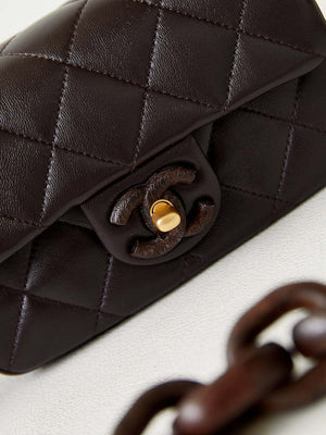 Chanel AS4165 Mini Flap Bag Lambskin Wenge Wood & Gold-Tone Metal Dark Brown - Default Title - View 2