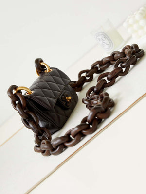 Chanel AS4165 Mini Flap Bag Lambskin Wenge Wood & Gold-Tone Metal Dark Brown - Default Title - View 3