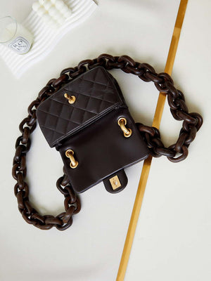 Chanel AS4165 Mini Flap Bag Lambskin Wenge Wood & Gold-Tone Metal Dark Brown - Default Title - View 7