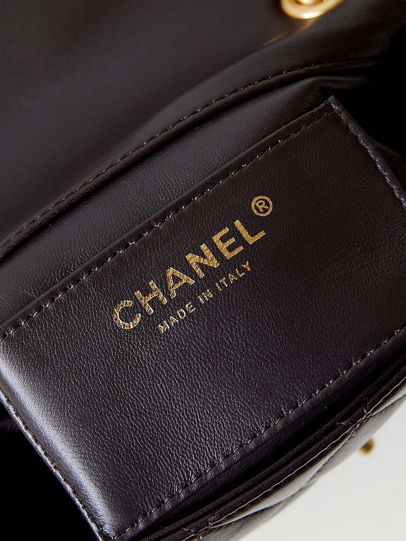 Chanel AS4165 Mini Flap Bag Lambskin Wenge Wood & Gold-Tone Metal Dark Brown - Default Title - View 9