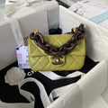Chanel AS4165 Mini Flap Bag Lambskin Wenge Wood & Gold-Tone Metal Lemon Green - Default Title - View 1
