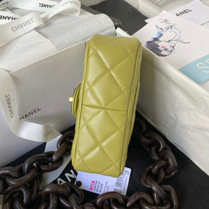 Chanel AS4165 Mini Flap Bag Lambskin Wenge Wood & Gold-Tone Metal Lemon Green - Default Title - View 5