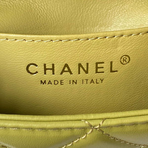 Chanel AS4165 Mini Flap Bag Lambskin Wenge Wood & Gold-Tone Metal Lemon Green - Default Title - View 8