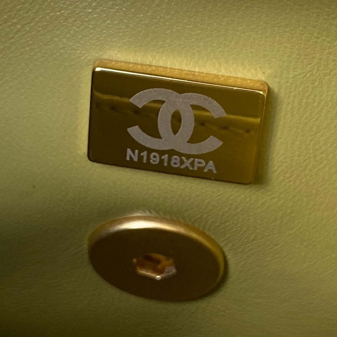 Chanel AS4165 Mini Flap Bag Lambskin Wenge Wood & Gold-Tone Metal Lemon Green - Default Title - View 9