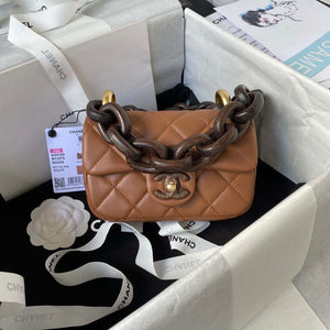 Chanel AS4165 Mini Flap Bag Lambskin Wenge Wood & Gold-Tone Metal Light Brown - Default Title - View 1