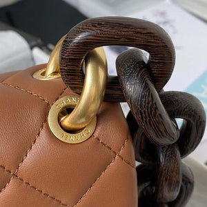 Chanel AS4165 Mini Flap Bag Lambskin Wenge Wood & Gold-Tone Metal Light Brown - Default Title - View 5
