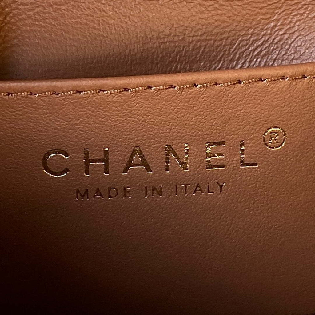 Chanel AS4165 Mini Flap Bag Lambskin Wenge Wood & Gold-Tone Metal Light Brown