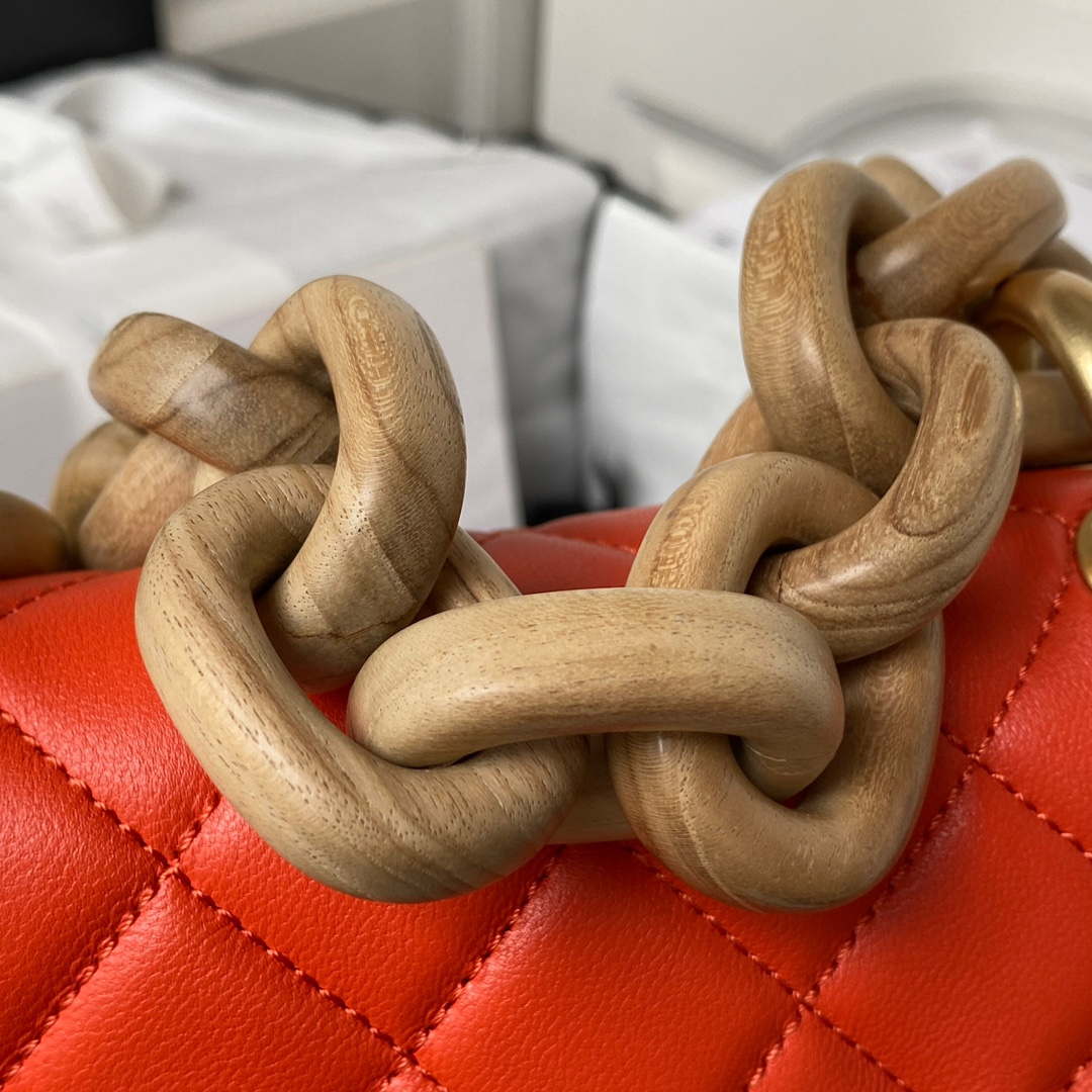 Chanel AS4165 Mini Flap Bag Lambskin Wenge Wood & Gold-Tone Metal Orange - Default Title - View 4