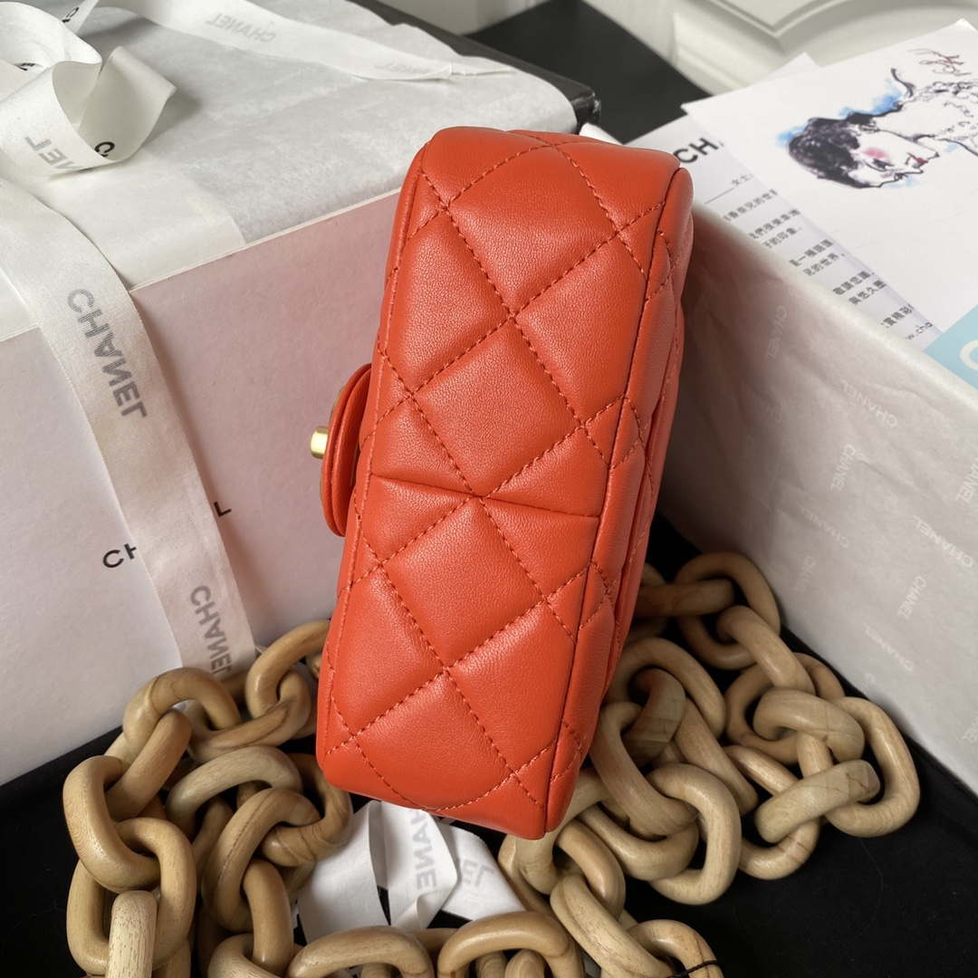 Chanel AS4165 Mini Flap Bag Lambskin Wenge Wood & Gold-Tone Metal Orange - Default Title - View 5