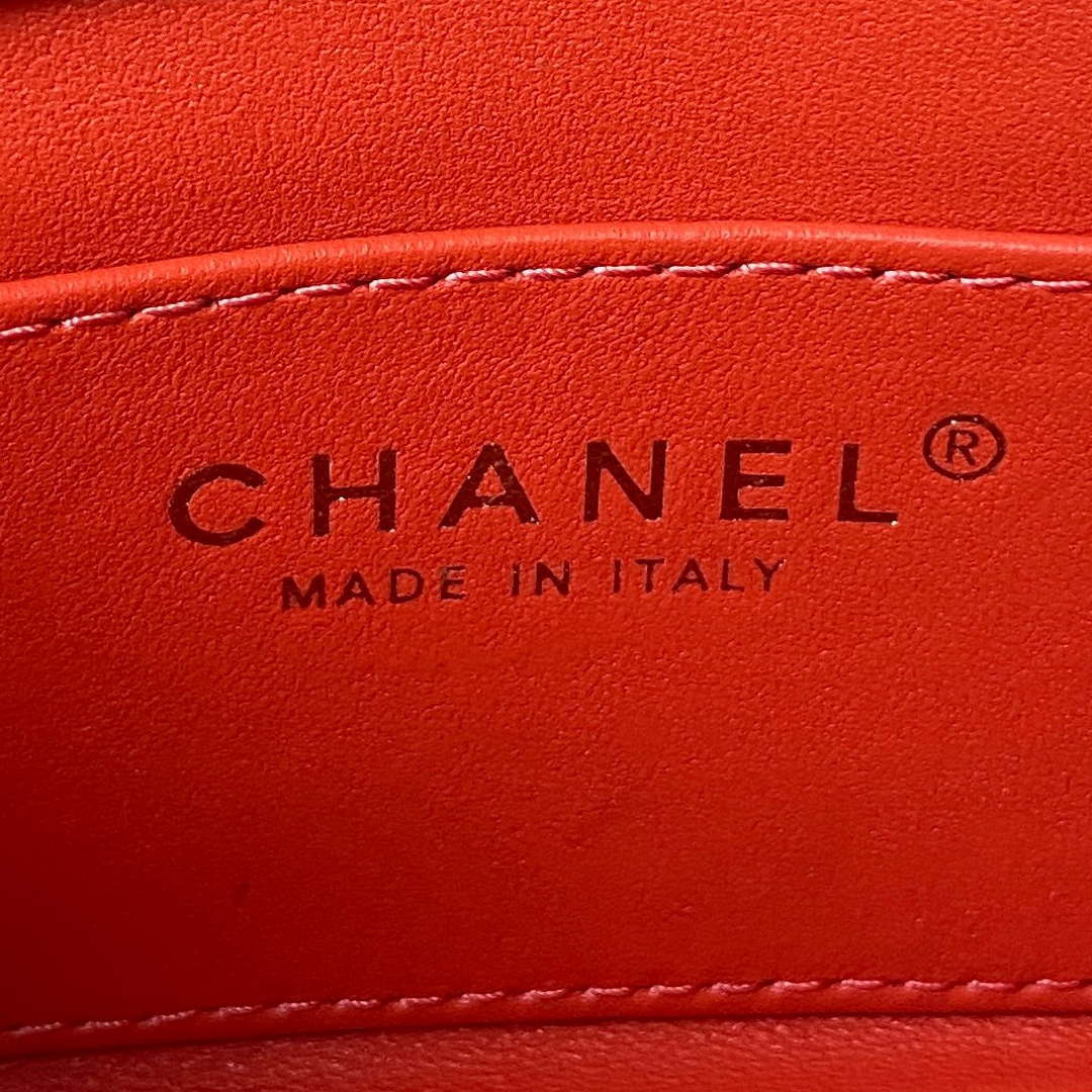 Chanel AS4165 Mini Flap Bag Lambskin Wenge Wood & Gold-Tone Metal Orange