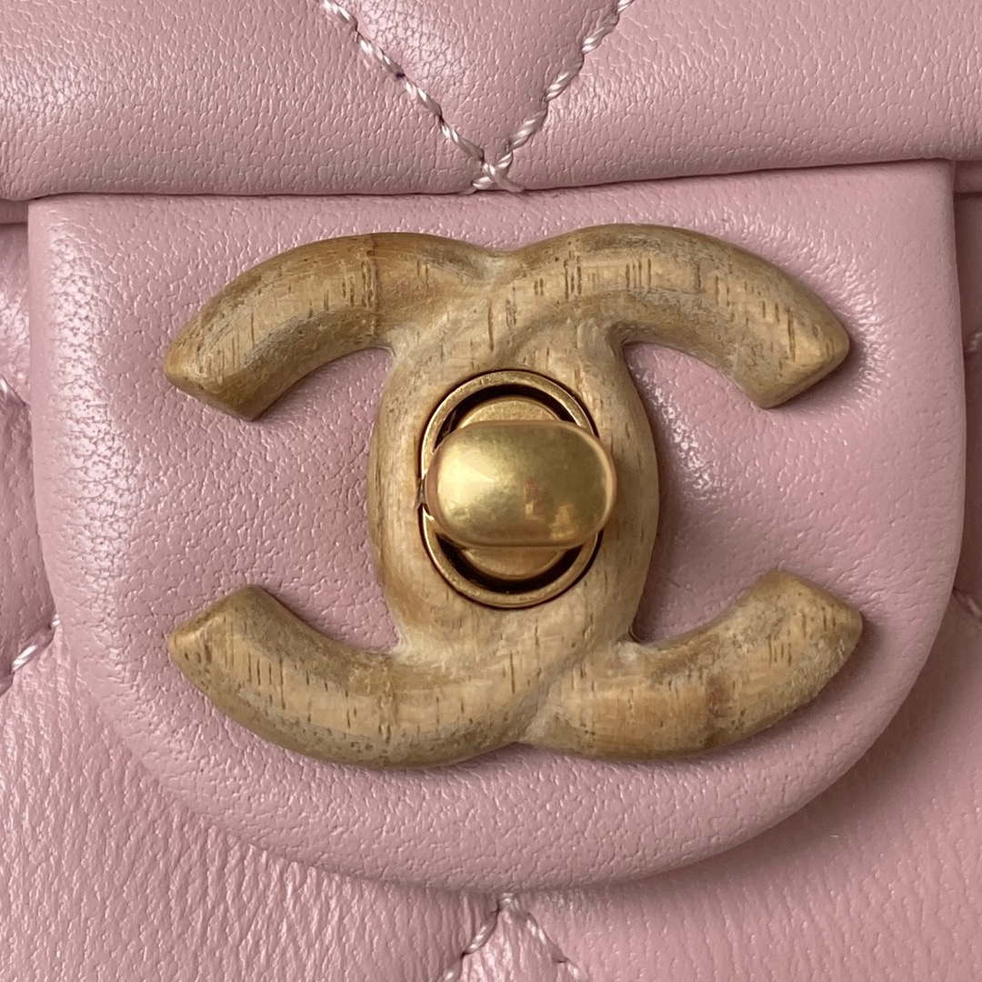 Chanel AS4165 Mini Flap Bag Lambskin Wenge Wood & Gold-Tone Metal Pink - Default Title - View 3
