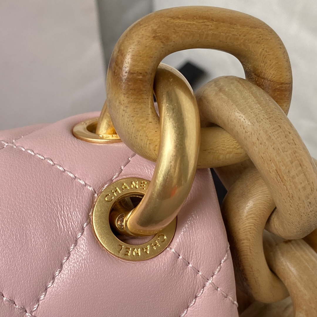 Chanel AS4165 Mini Flap Bag Lambskin Wenge Wood & Gold-Tone Metal Pink - Default Title - View 4