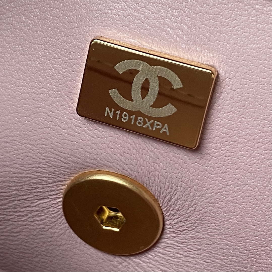 Chanel AS4165 Mini Flap Bag Lambskin Wenge Wood & Gold-Tone Metal Pink