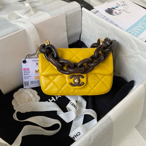 Chanel AS4165 Mini Flap Bag Lambskin Wenge Wood & Gold-Tone Metal Yellow - Default Title - View 1