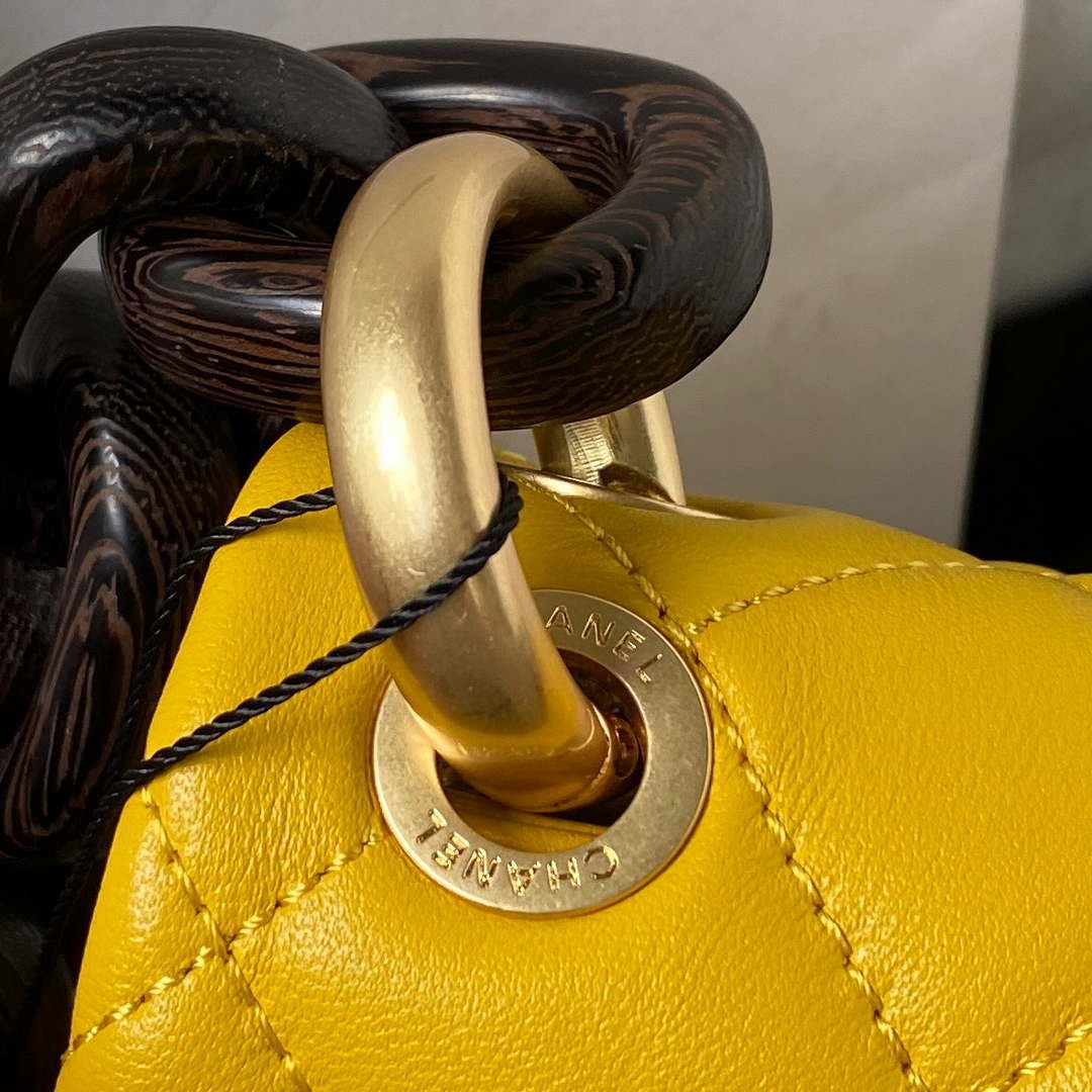 Chanel AS4165 Mini Flap Bag Lambskin Wenge Wood & Gold-Tone Metal Yellow - Default Title - View 5