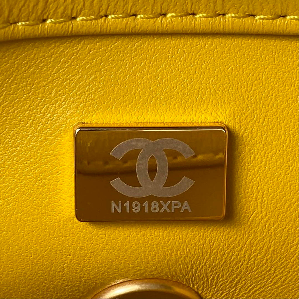 Chanel AS4165 Mini Flap Bag Lambskin Wenge Wood & Gold-Tone Metal Yellow