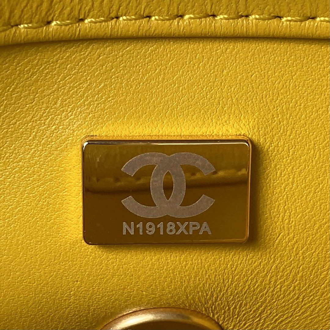 Chanel AS4165 Mini Flap Bag Lambskin Wenge Wood & Gold-Tone Metal Yellow - Default Title - View 9
