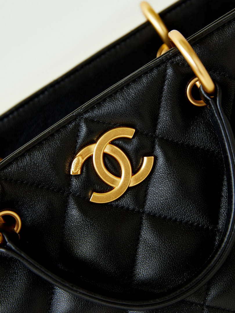 Chanel AS4188 Small Hobo Bag Shiny lambskin Gold Metal Black - Default Title - View 2