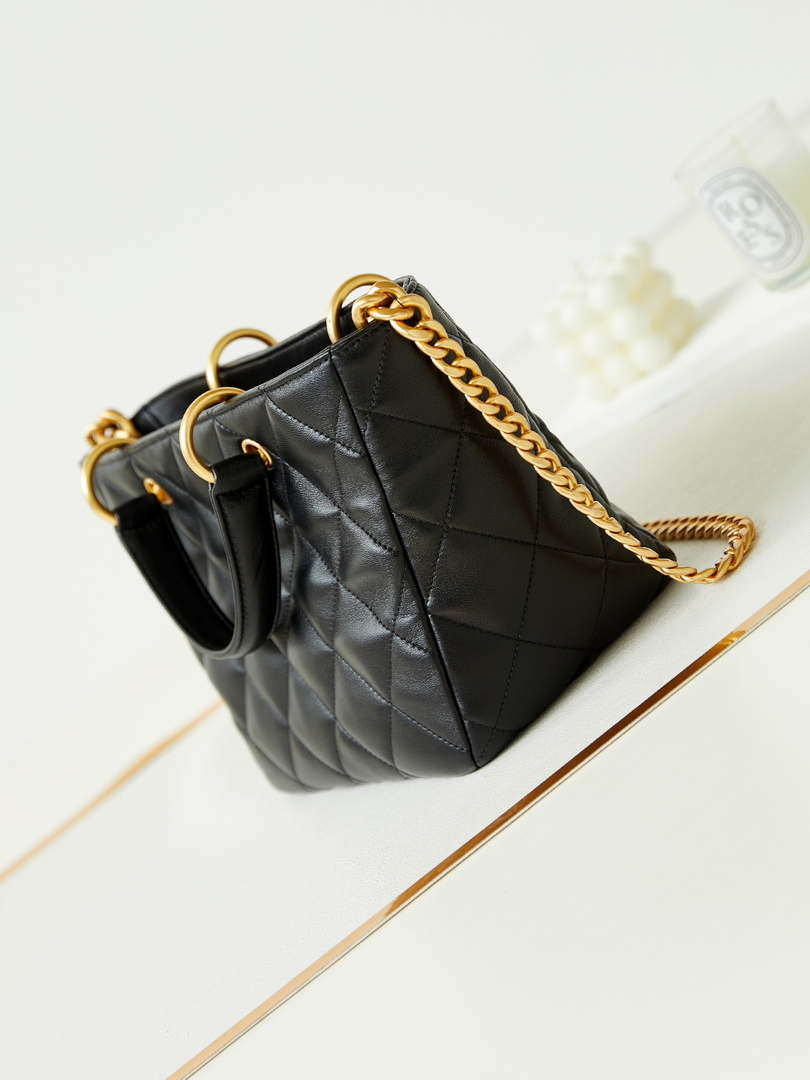 Chanel AS4188 Small Hobo Bag Shiny lambskin Gold Metal Black - Default Title - View 4