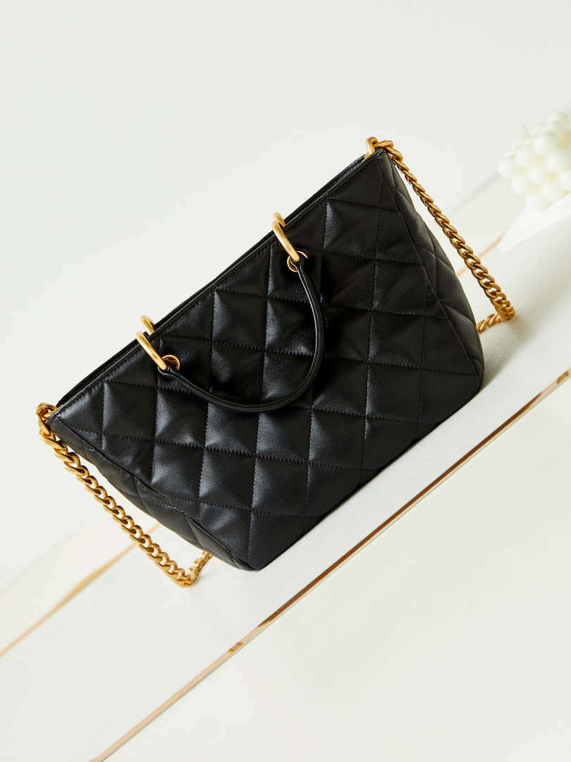 Chanel AS4188 Small Hobo Bag Shiny lambskin Gold Metal Black