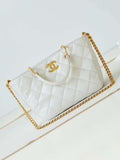 Chanel AS4188 Small Hobo Bag Shiny lambskin Gold Metal White