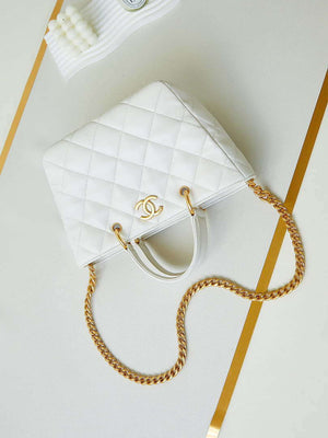 Chanel AS4188 Small Hobo Bag Shiny lambskin Gold Metal White - Default Title - View 7