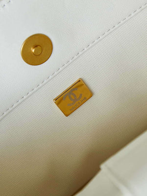Chanel AS4188 Small Hobo Bag Shiny lambskin Gold Metal White - Default Title - View 8