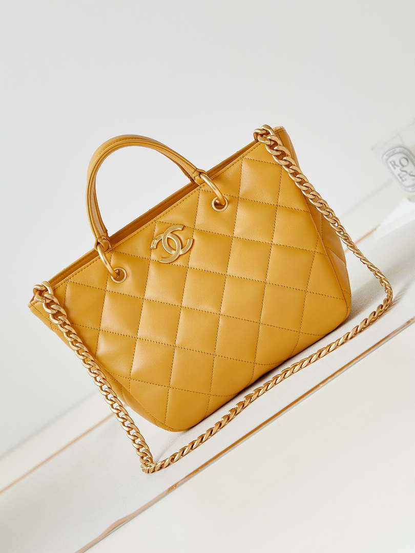 Chanel AS4188 Small Hobo Bag Shiny lambskin Gold Metal Yellow - Default Title - View 1