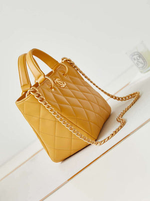 Chanel AS4188 Small Hobo Bag Shiny lambskin Gold Metal Yellow - Default Title - View 3