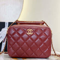 Chanel AS4198 MINI BOWLING BAG Lambskin & Wenge Wood Wine Red - Default Title - View 1