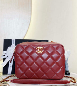 Chanel AS4198 MINI BOWLING BAG Lambskin & Wenge Wood Wine Red - Default Title - View 2