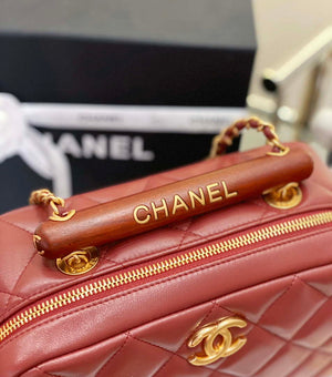 Chanel AS4198 MINI BOWLING BAG Lambskin & Wenge Wood Wine Red - Default Title - View 7