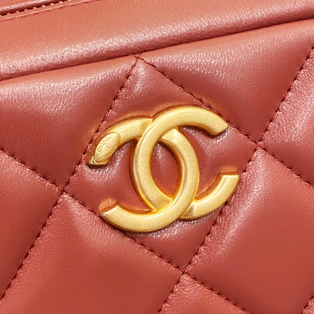 Chanel AS4198 MINI BOWLING BAG Lambskin & Wenge Wood Wine Red - Default Title - View 9