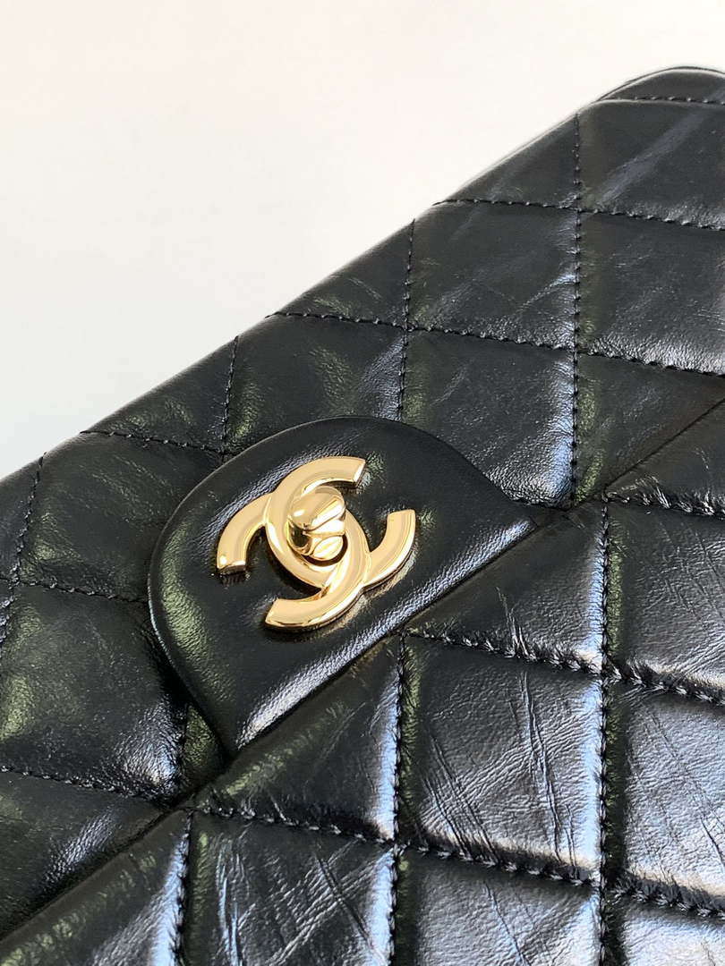 Chanel AS4199 Clutch Lambskin Gold tone Metal Black