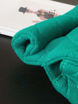Chanel AS4199 Clutch Wool Jersey & Gold-Tone Metal Dark Green - Default Title - View 7