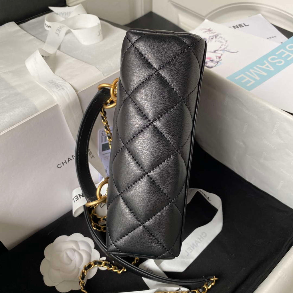 Chanel AS4201 Bag With Top Handle Calfskin Black
