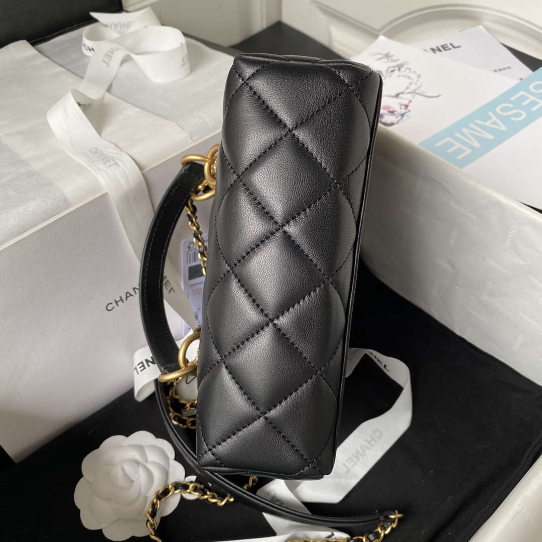 Chanel AS4201 Bag With Top Handle Calfskin Black