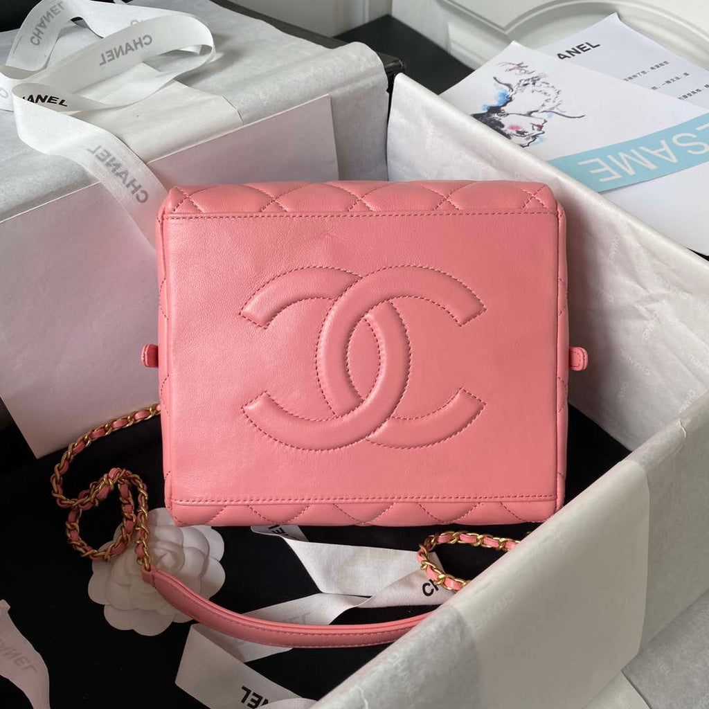 Chanel AS4201 Bag With Top Handle Calfskin Pink