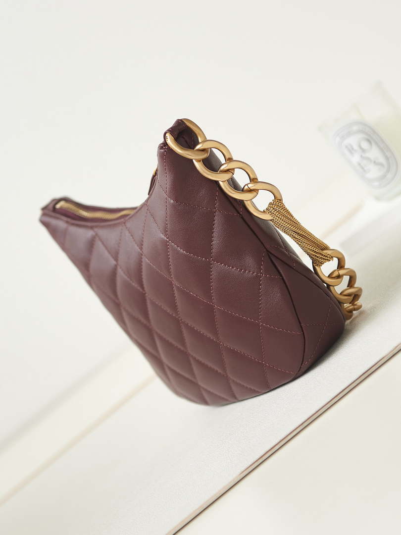 Chanel AS4220 HOBO Handbag Lambskin Wine Red