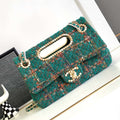 Chanel AS4221 large Flap Bag with top Handle Wool and Silk Tweed Glass and Wooden Pearls - Default Title - View 1