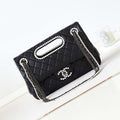 Chanel AS4221 Small Shopping Bag Aged Shiny Lambskin Crystal Pearls & Black Metal Black - Default Title - View 1