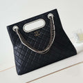 Chanel AS4222 Shopping Bag Aged Shiny Lambskin  Crystal Pearls & Black Metal Black - Default Title - View 1