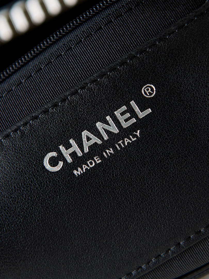 Chanel AS4222 Shopping Bag Aged Shiny Lambskin  Crystal Pearls & Black Metal Black - Default Title - View 8