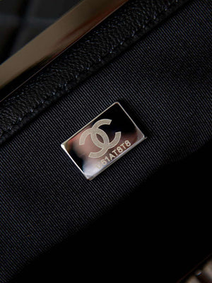 Chanel AS4222 Shopping Bag Aged Shiny Lambskin  Crystal Pearls & Black Metal Black - Default Title - View 9