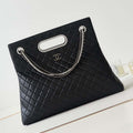 Chanel AS4223 Large Shopping Bag Aged Shiny Lambskin Crystal Pearls & Black Metal Black - Default Title - View 1