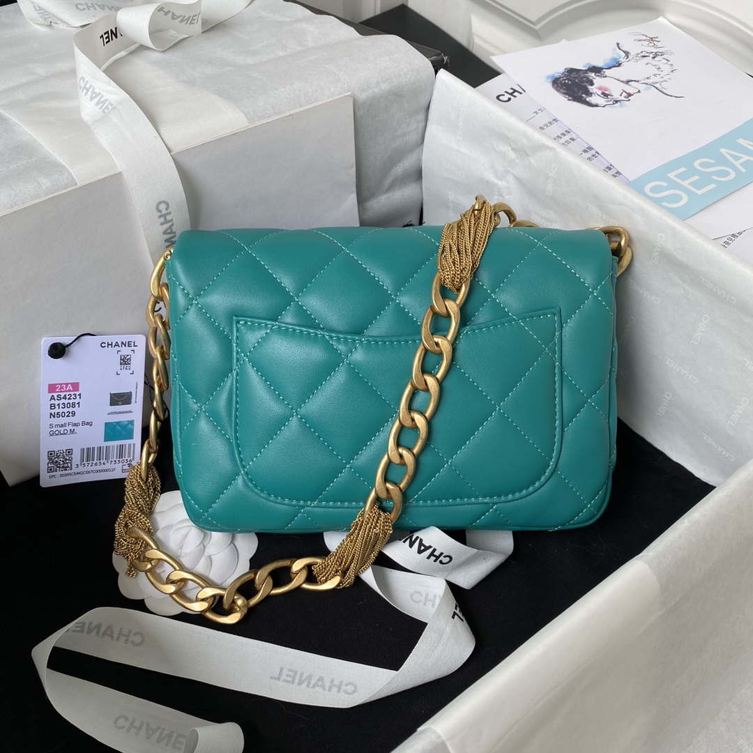 Chanel AS4231 Small Flap Bag Lambskin Green - Default Title - View 2