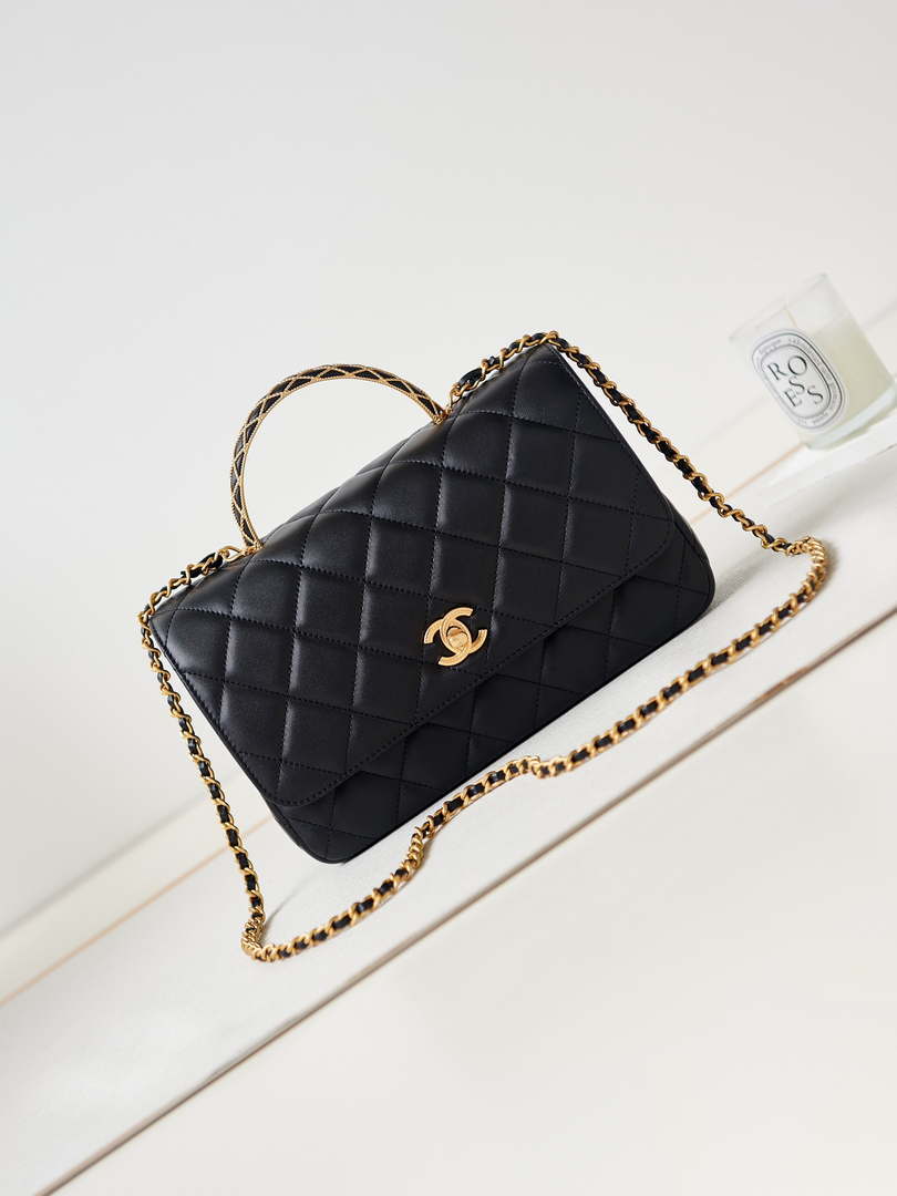 Chanel AS4232 Small Flap Bag With Top Handle Lambskin Black - Default Title - View 1